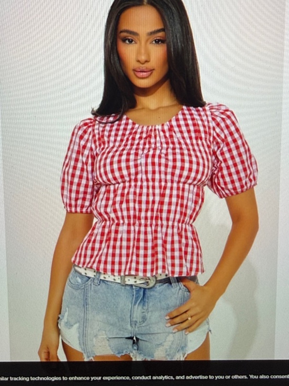 Red Gingham Smocked Peplum Top